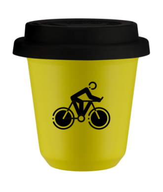 Kubek canary yellow 150 ml, KOLARSTWO 2 z pokrywka czarna