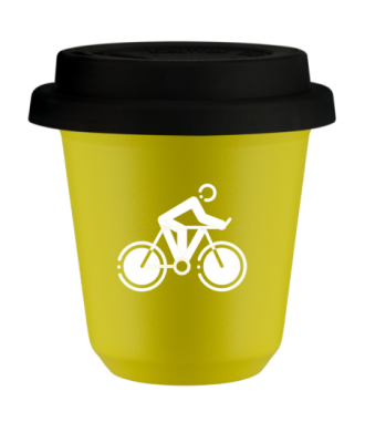 Kubek canary yellow 150 ml, KOLARSTWO 2 (bialy) z pokrywka czarna