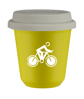 Kubek canary yellow 150 ml, KOLARSTWO 2 (bialy) z pokrywka biala