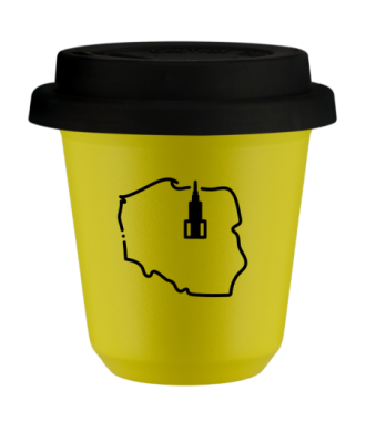 Kubek canary yellow 150 ml, POLSKA z pokrywka czarna