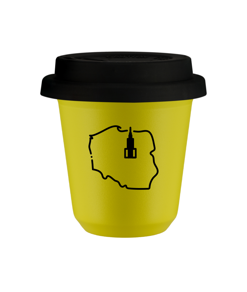 Kubek canary yellow 150 ml, POLSKA z pokrywka czarna kubek termiczny na kawe | 75,00 zł Kubek canary yellow 150 ml, POLSKA z pokrywka czarna kubek termiczny na kawe | 75,00 zł