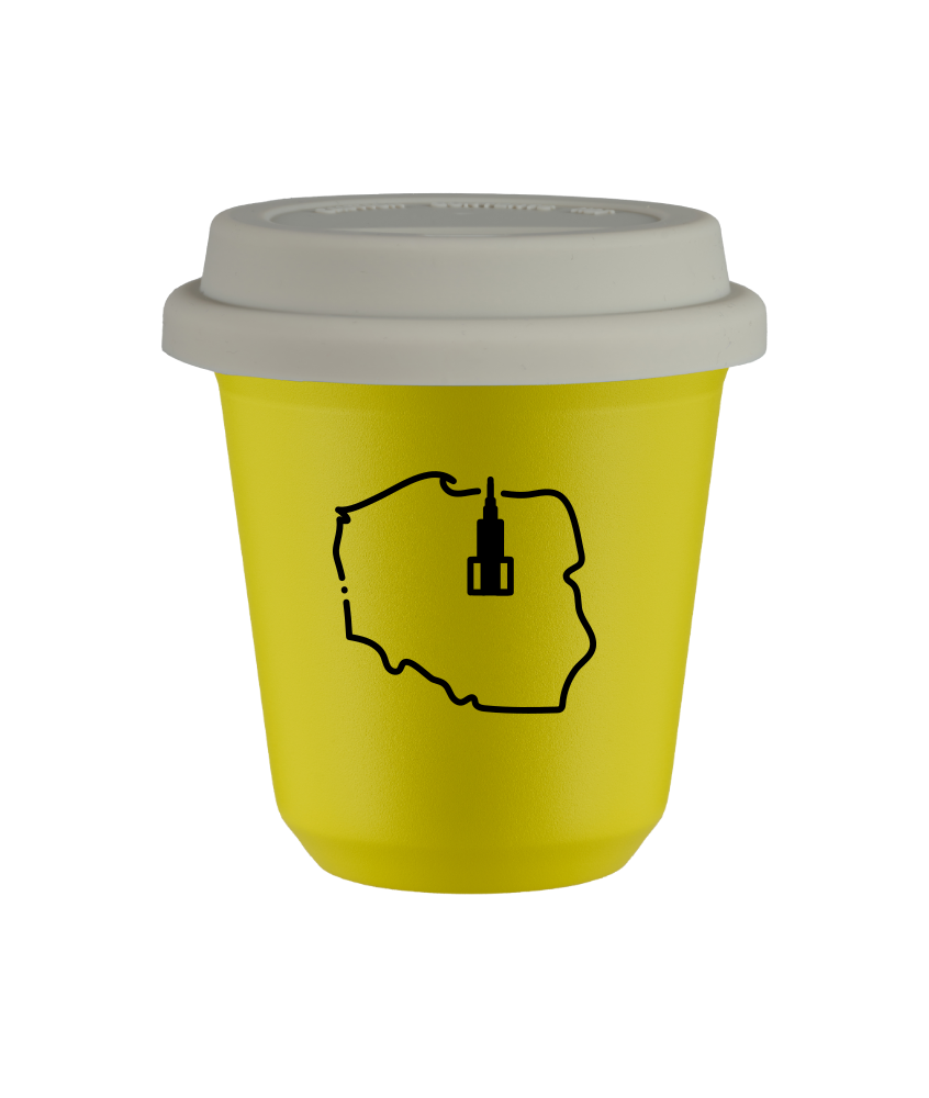 Kubek canary yellow 150 ml, POLSKA (czarny) z pokrywka biala kubek termiczny na kawe | 75,00 zł Kubek canary yellow 150 ml, POLSKA (czarny) z pokrywka biala kubek termiczny na kawe | 75,00 zł