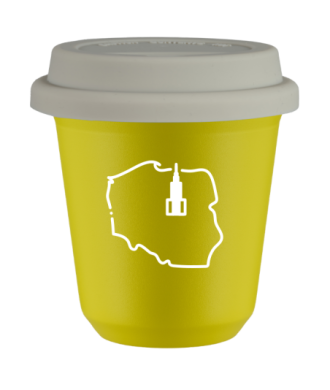 Kubek canary yellow 150 ml, POLSKA (bialy) z pokrywka biala