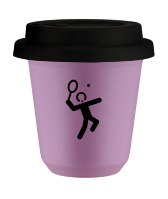 Kubek liliowy 150 ml, TENIS 2 z pokrywka czarna