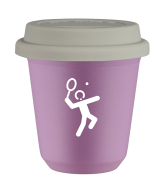 Kubek liliowy 150 ml, TENIS 2 (bialy) z pokrywka biala