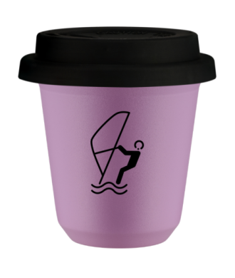 Kubek liliowy 150 ml, SPORTY WODNE z pokrywka czarna