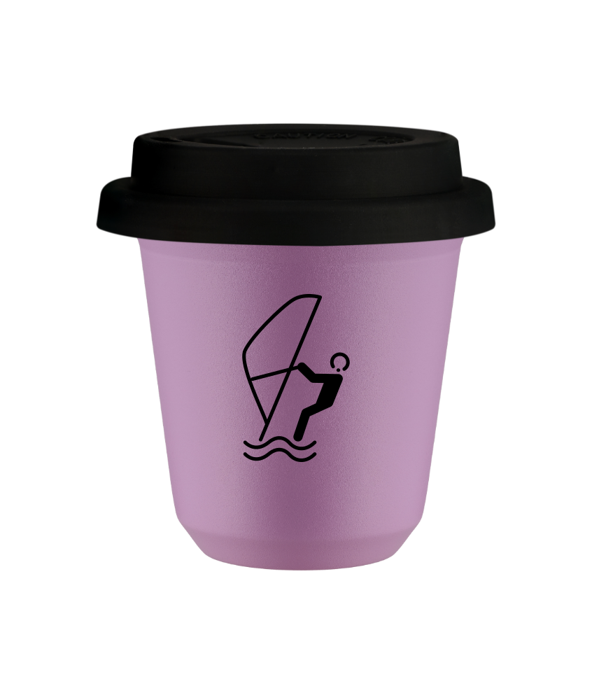 Kubek 150 ml LILIOWY "Sporty wodne", z czarną pokrywką