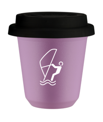 Kubek liliowy 150 ml, SPORTY WODNE (bialy) z pokrywka czarna