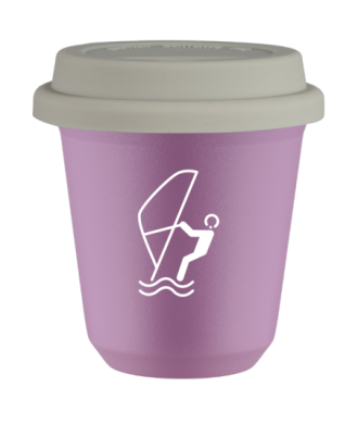 Kubek liliowy 150 ml, SPORTY WODNE (bialy) z pokrywka biala