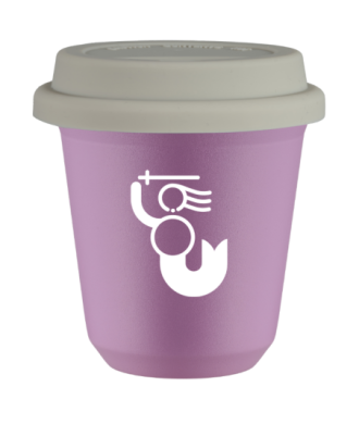 Kubek liliowy 150 ml, WARSZAWSKA SYRENKA (bialy) z pokrywka biala