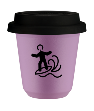 Kubek liliowy 150 ml, WINDSURFING z pokrywka czarna
