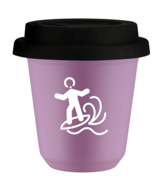 Kubek liliowy 150 ml, WINDSURFING (bialy) z pokrywka czarna