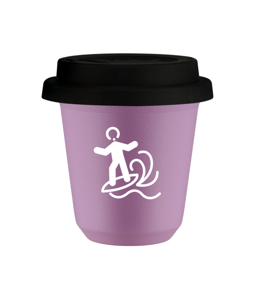 Kubek liliowy 150 ml, WINDSURFING (bialy) z pokrywka czarna kubek termiczny na kawe | 70,00 zł
