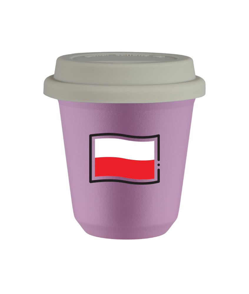 Kubek liliowy 150 ml, FLAGA POLSKI z pokrywka biala kubek termiczny na kawe | 75,00 zł Kubek liliowy 150 ml, FLAGA POLSKI z pokrywka biala kubek termiczny na kawe | 75,00 zł