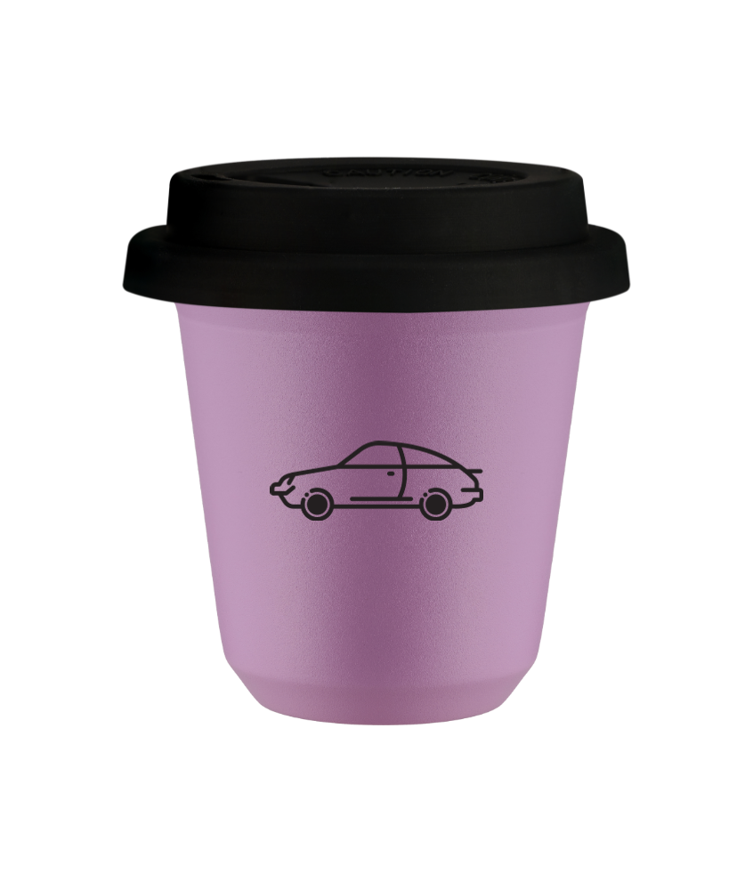 Kubek 150 ml LILIOWY "Samochód (czarny)", z czarną pokrywką