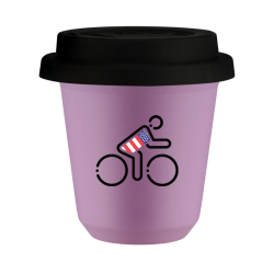 Cup 150 ml LILAC "Cyclist in British colors (black)", with black lid