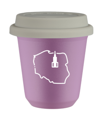 Kubek liliowy 150 ml, POLSKA (bialy) z pokrywka biala