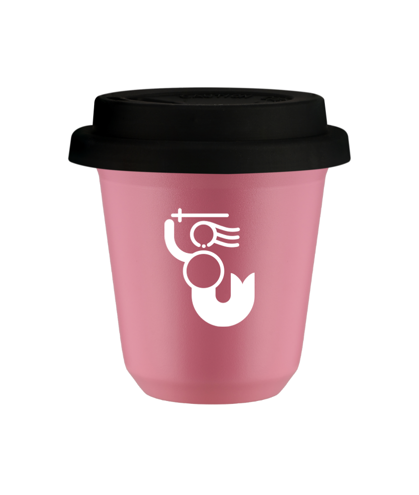 Kubek hot pink 150 ml, WARSZAWSKA SYRENKA (bialy) z pokrywka czarna kubek termiczny na kawe | 70,00 zł Kubek hot pink 150 ml, WARSZAWSKA SYRENKA (bialy) z pokrywka czarna kubek termiczny na kawe | 70,00 zł