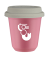 Kubek hot pink 150 ml, WARSZAWSKA SYRENKA (bialy) z pokrywka biala kubek termiczny na kawe | 70,00 zł