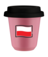 Kubek hot pink 150 ml, FLAGA POLSKI z pokrywka czarna kubek termiczny na kawe | 75,00 zł