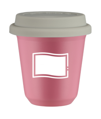 Kubek hot pink 150 ml, FLAGA POLSKI (bialy) z pokrywka biala