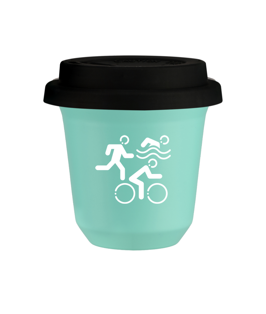 Kubek turkusowy 80 ml, SPORTY (bialy) z pokrywka czarna kubek termiczny na kawe | 70,00 zł