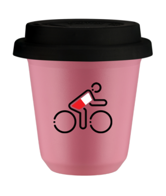 Kubek hot pink 150 ml, KOLARZ W POLSKICH BARWACH (czarny) z pokrywka czarna