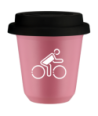 Kubek hot pink 150 ml, KOLARZ W POLSKICH BARWACH (bialy) z pokrywka czarna kubek termiczny na kawe | 75,00 zł