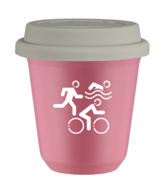 Kubek 150 ml RÓŻOWY "Sporty (biały)", z białą pokrywką Kubek 150 ml RÓŻOWY "Sporty (biały)", z białą pokrywką