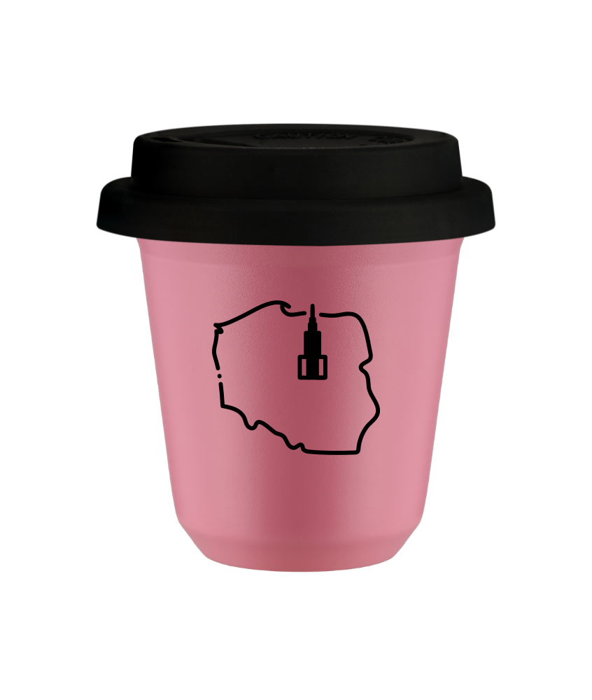 Kubek hot pink 150 ml, POLSKA (czarny) z pokrywka czarna kubek termiczny na kawe | 75,00 zł