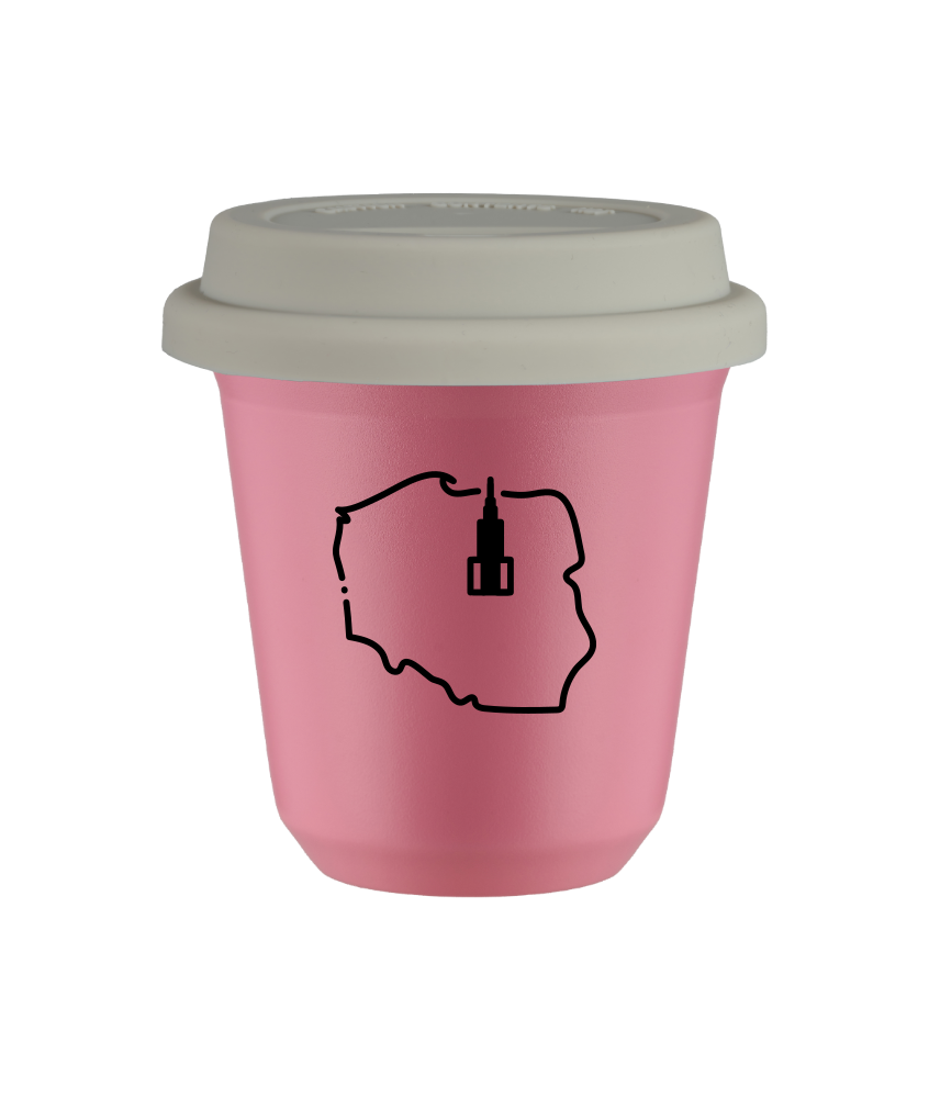 Kubek hot pink 150 ml, POLSKA (czarny) z pokrywka biala kubek termiczny na kawe | 75,00 zł Kubek hot pink 150 ml, POLSKA (czarny) z pokrywka biala kubek termiczny na kawe | 75,00 zł