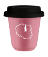 Kubek hot pink 150 ml, POLSKA (bialy) z pokrywka czarna kubek termiczny na kawe | 75,00 zł