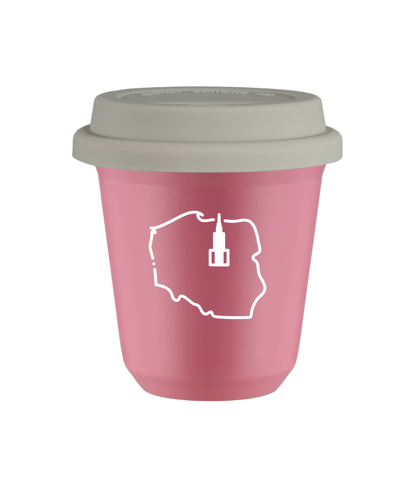 Kubek hot pink 150 ml, POLSKA (bialy) z pokrywka biala kubek termiczny na kawe | 75,00 zł