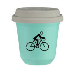 Cup 80 ml TURQUOISE "Cycling 3", with white lid