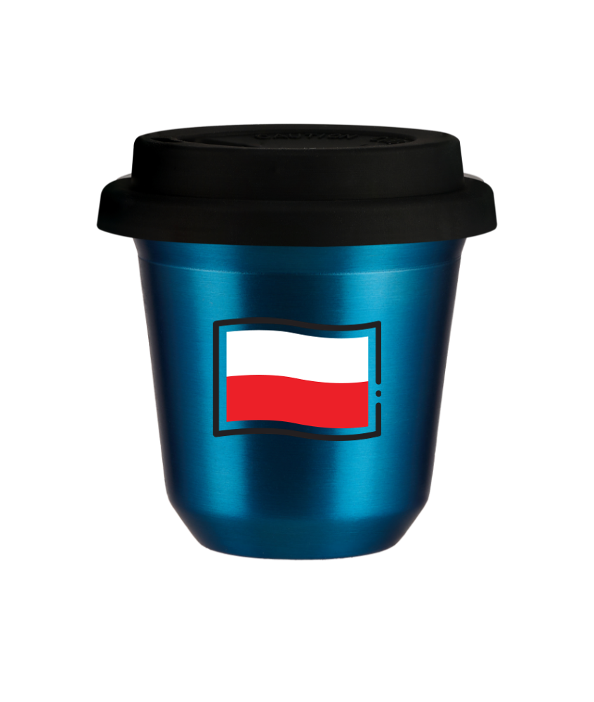 Kubek niebieski 240 ml, FLAGA POLSKI z pokrywka czarna kubek termiczny na kawe | 85,00 zł Kubek niebieski 240 ml, FLAGA POLSKI z pokrywka czarna kubek termiczny na kawe | 85,00 zł