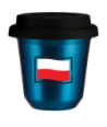 Kubek niebieski 240 ml, FLAGA POLSKI z pokrywka czarna kubek termiczny na kawe | 85,00 zł