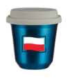 Kubek niebieski 240 ml, FLAGA POLSKI z pokrywka biala kubek termiczny na kawe | 85,00 zł
