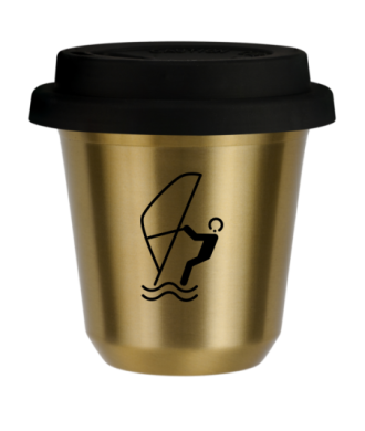 Kubek zloty 240 ml, SPORTY WODNE (czarny) z pokrywka czarna
