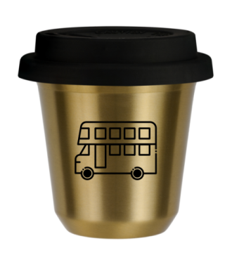Kubek zloty 240 ml, AUTOBUS z pokrywka czarna