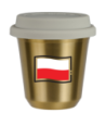 Kubek zloty 240 ml, FLAGA POLSKI z pokrywka biala kubek termiczny na kawe | 85,00 zł