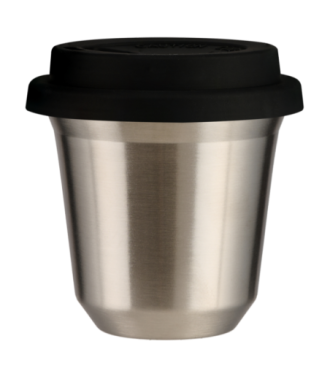 Kubek srebrny 240 ml z pokrywka czarna