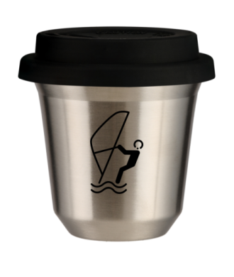 Kubek srebrny 240 ml, SPORTY WODNE (czarny) z pokrywka czarna