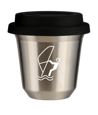 Kubek srebrny 240 ml, SPORTY WODNE (bialy) z pokrywka czarna