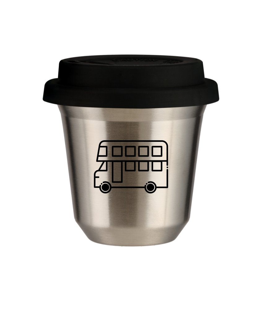 Kubek srebrny 240 ml, AUTOBUS (czarny) z pokrywka czarna kubek termiczny na kawe | 80,00 zł Kubek srebrny 240 ml, AUTOBUS (czarny) z pokrywka czarna kubek termiczny na kawe | 80,00 zł