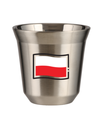 Kubek srebrny 240 ml, FLAGA POLSKI (czarny)