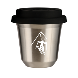 Cup 80 ml SILVER "Skiing (white)", with black lid