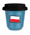 Kubek jasnoniebieski 240 ml, FLAGA POLSKI z pokrywka czarna kubek termiczny na kawe | 85,00 zł
