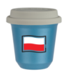 Kubek jasnoniebieski 240 ml, FLAGA POLSKI (czarny) z pokrywka biala kubek termiczny na kawe | 85,00 zł