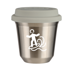 Cup 80 ml SILVER "Windsurfing (white)", with white lid