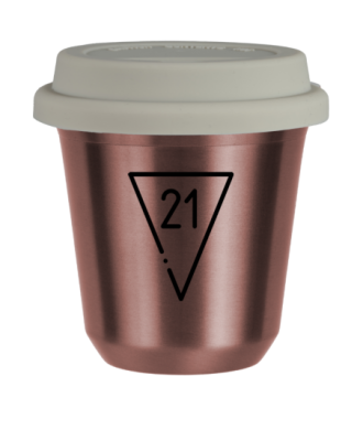 R?owy kubek zloto 240 ml, 21 z pokrywka biala